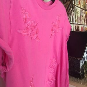 Pink Rose Embroidered Tee